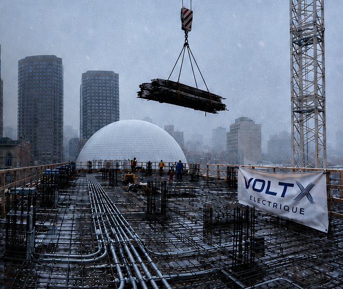 Chantier de construction électrique à Montréal